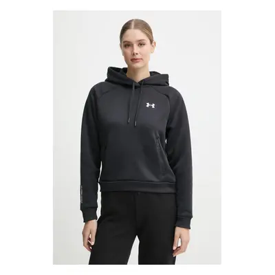 Mikina Under Armour Armour Fleece Pro dámská, černá barva, s kapucí, hladká, 1386504