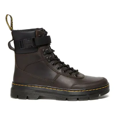 Kožené kotníkové boty Dr. Martens Combs Tech Leather hnědá barva, na plochém podpatku, lehce zat