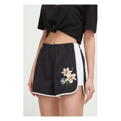 Kraťasy Guess ZOEY dámské, černá barva, vzorované, high waist, V4GD05 KC5R0