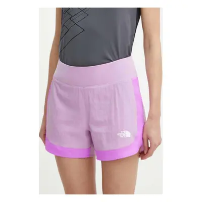 Sportovní šortky The North Face Sunriser dámské, fialová barva, vzorované, high waist, NF0A88SET