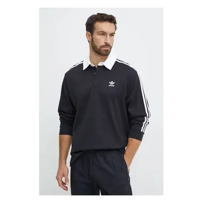 Bavlněné tričko s dlouhým rukávem adidas Originals Adicolor černá barva, s aplikací, IZ4806