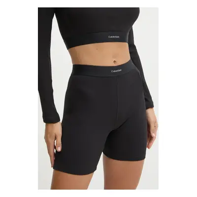 Šortky Calvin Klein Underwear černá barva, high waist, 000QS7216E