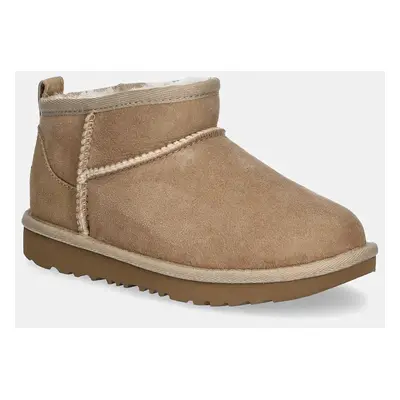 Dětské semišové sněhule UGG KIDS CLASSIC ULTRA MINI béžová barva