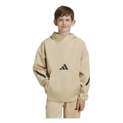 Dětská mikina adidas J Z.N.E. HD hnědá barva, s kapucí, s potiskem, JF2490