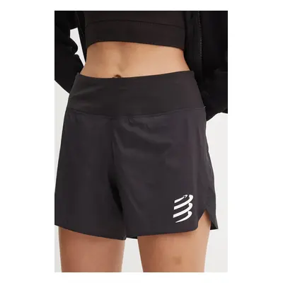 Běžecké šortky Compressport Performance černá barva, s potiskem, medium waist, ASHW4069