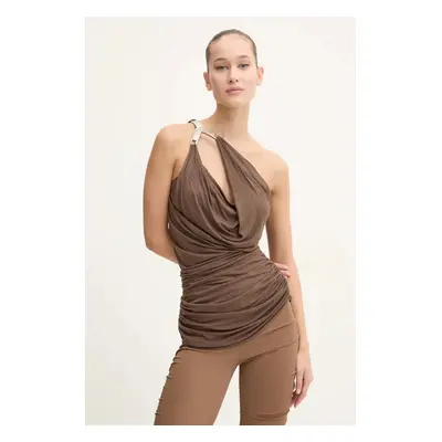 Halenka Rick Owens Lilies dámská, hnědá barva, hladká, LI02D5120RV