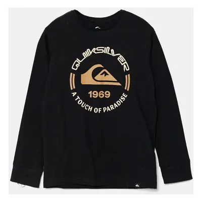 Dětské bavlněné tričko s dlouhým rukávem Quiksilver CIRCLE LOGO LS černá barva, s potiskem, EQBZ