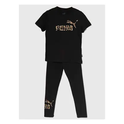 Dětská bavlněná souprava Puma ANIMAL & Leggings Set G černá barva