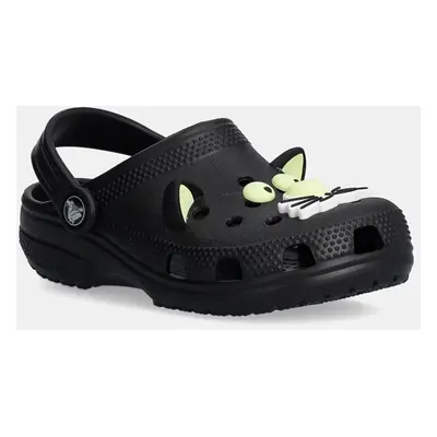 Dětské pantofle Crocs CLASSIC GLOW BLACK CAT CLOG černá barva, 210387