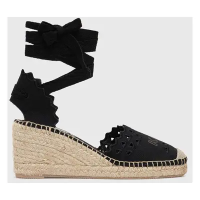 Espadrilky Karl Lagerfeld KAMINI MID dámské, černá barva, na klínku, KL32206