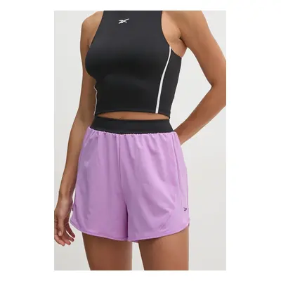 Kraťasy Reebok LUX Collection dámské, fialová barva, hladké, high waist, 100205670