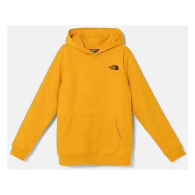 Dětská mikina The North Face REDBOX REGULAR P/O HOODIE žlutá barva, s kapucí, s potiskem, NF0A89