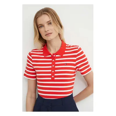 Polo tričko Tommy Hilfiger červená barva, WW0WW39530