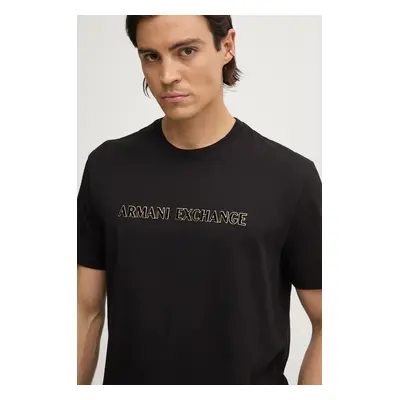 Bavlněné tričko Armani Exchange černá barva, s potiskem, XM000127 AF10356