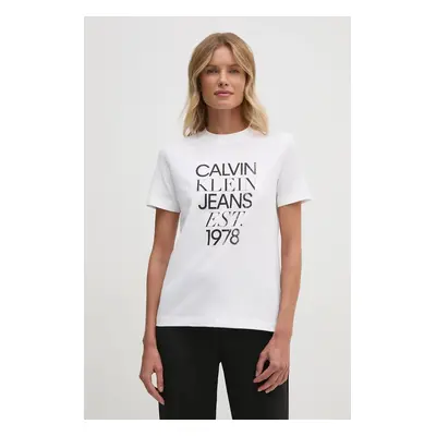 Bavlněné tričko Calvin Klein Jeans bílá barva, J20J224910