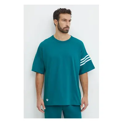 Bavlněné tričko adidas Originals Neuclassics Tee tyrkysová barva, s aplikací, JF9138