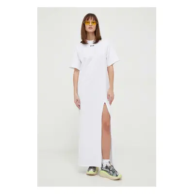 Bavlněné šaty MSGM bílá barva, maxi, oversize, 3641MDA83.247002