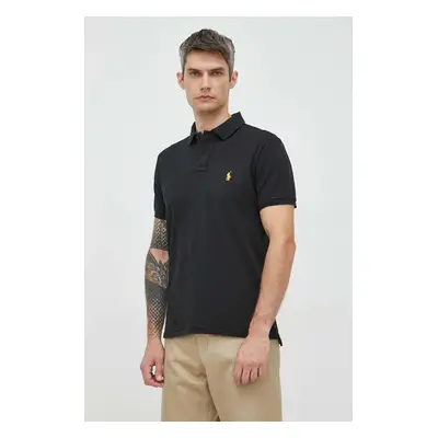 Bavlněné polo tričko Polo Ralph Lauren černá barva