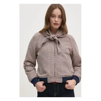 Bunda s příměsí vlny Pepe Jeans BRIDGET béžová barva, přechodná, oversize, PL402466