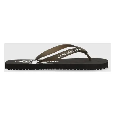 Žabky Calvin Klein Jeans BEACH SANDAL MONOGRAM TPU pánské, oranžová barva