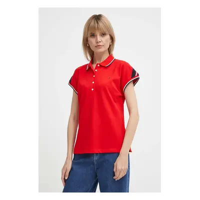 Polo tričko Tommy Hilfiger červená barva, WW0WW41285