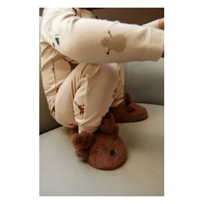 Dětské papuče Liewood Aviaja Reindeer Slippers hnědá barva, LW19884