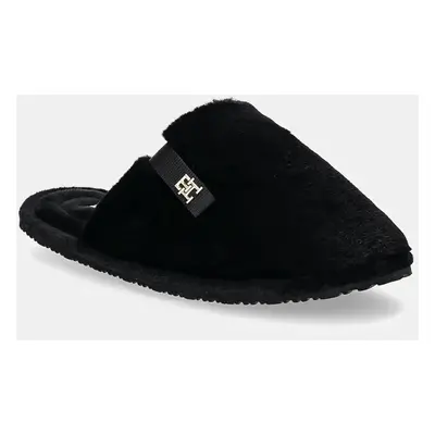 Pantofle Tommy Hilfiger TH COMFORT HOME SLIPPER černá barva, FW0FW08138