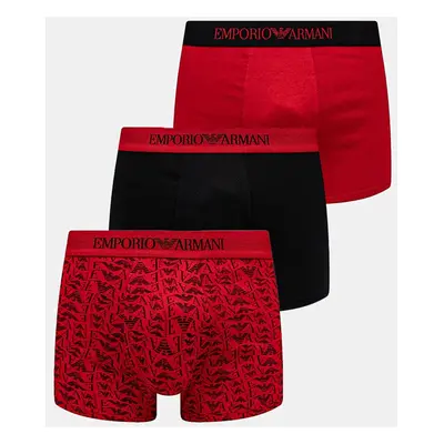 Bavlněné boxerky Emporio Armani Underwear 3-pack červená barva, 111625 4F722