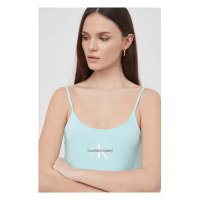 Top Calvin Klein Jeans dámský, tyrkysová barva, J20J223105