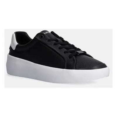 Kožené sneakers boty Calvin Klein VULC LACE UP LTH černá barva, HW0HW02214