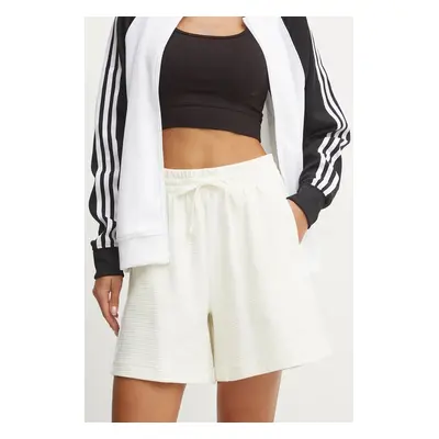 Kraťasy adidas All SZN dámské, béžová barva, hladké, high waist, IY6824