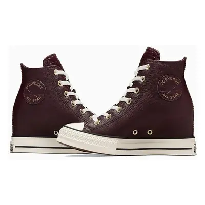 Kožené kecky Converse Chuck Taylor All Star Wedge dámské, hnědá barva, A12349C