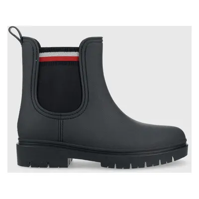 Holínky Tommy Hilfiger Rain Boot Ankle Elastic dámské, tmavomodrá barva