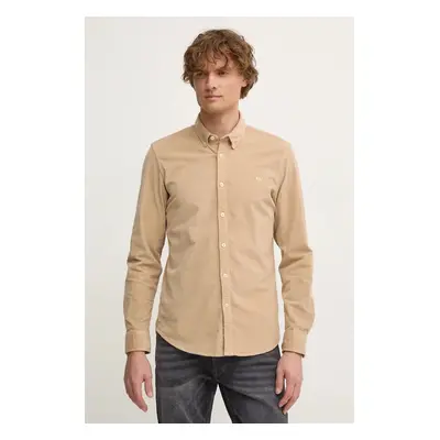 Manšestrová košile Pepe Jeans MILLER béžová barva, regular, s límečkem button-down, PM308730