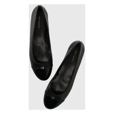 Kožené baleríny Tory Burch CAP-TOE BALLET černá barva, 154511-004