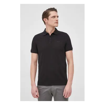 Bavlněné polo tričko BOSS Casual černá barva, hladký, 50468576