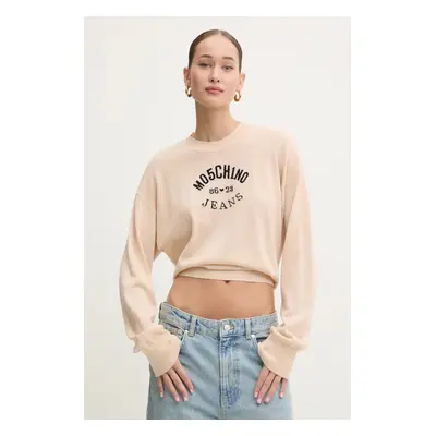 Vlněný svetr Moschino Jeans dámský, béžová barva, lehký, J0931 8700