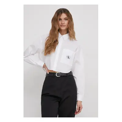 Košile Calvin Klein Jeans bílá barva, relaxed, s klasickým límcem, J20J222614