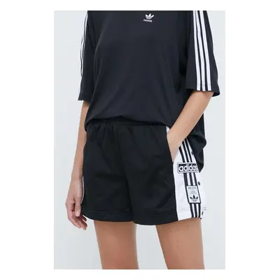 Kraťasy adidas Originals Adibreak dámské, černá barva, s aplikací, high waist, IU2518