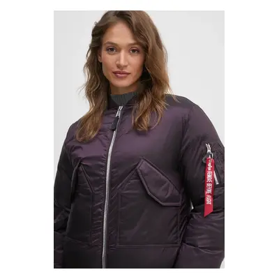 Bunda Alpha Industries dámská, fialová barva, zimní, oversize, 148004