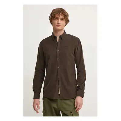 Manšestrová košile Lindbergh zelená barva, regular, s límečkem button-down, 30-225016