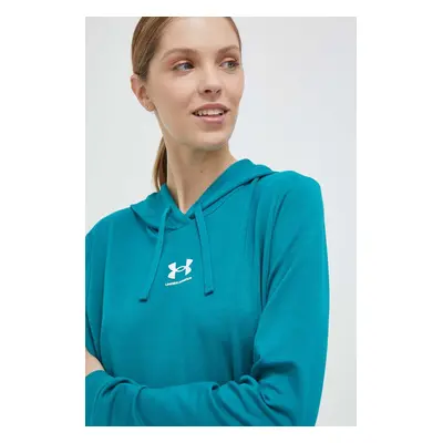 Mikina Under Armour dámská, zelená barva, s kapucí, hladká