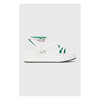 Kožené sandály Tommy Hilfiger TH STRAP PLATFORM dámské, bílá barva, na platformě, FW0FW07728