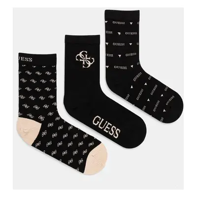 Ponožky Guess 3-pack dámské, černá barva, O4BG03.KCJ20