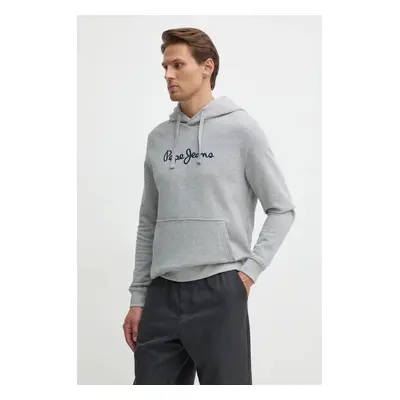 Bavlněná mikina Pepe Jeans NEW JOE HOODIE pánská, šedá barva, s kapucí, s aplikací, PM582716