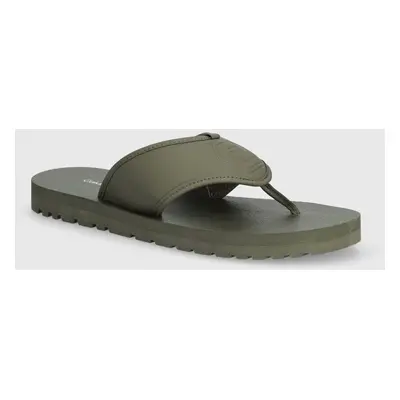 Žabky Calvin Klein Jeans THONG SANDAL SLIPON RP IN BTW pánské, zelená barva, YM0YM00943