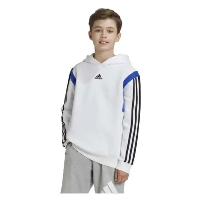 Dětská mikina adidas B HD CB bílá barva, s kapucí, vzorovaná, JE0321