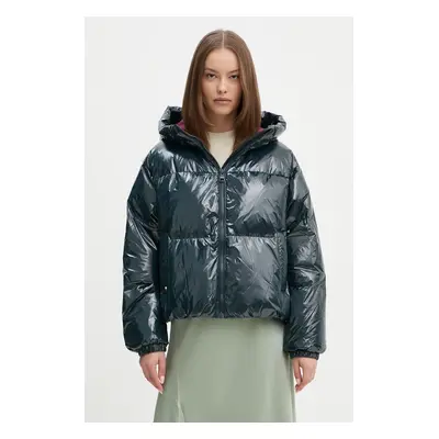 Péřová bunda Tommy Hilfiger dámská, zelená barva, zimní, oversize, WW0WW43523