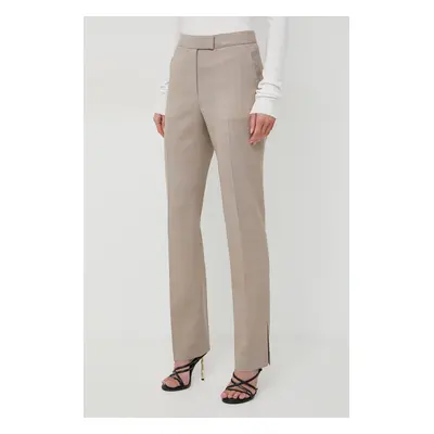 Vlněné kalhoty BOSS střih chinos, high waist, 50506958