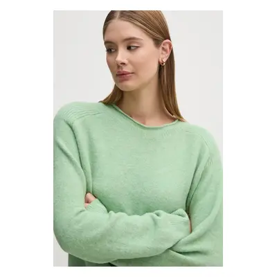 Svetr z vlněné směsi Pepe Jeans IRMA CREW NECK dámský, zelená barva, lehký, PL702192